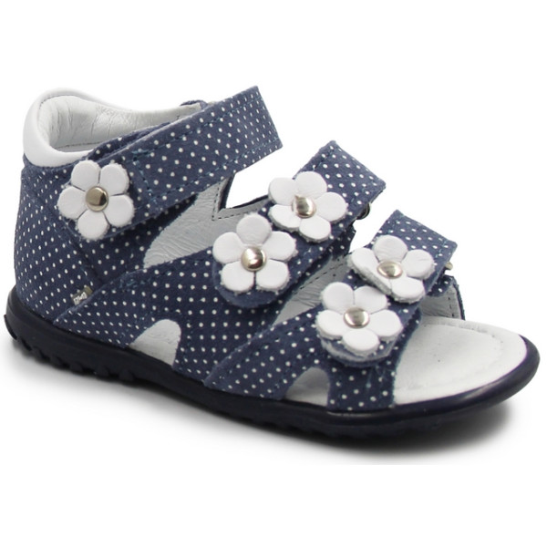 Eleganckie Sandały Ze Skóry Naturalnej W Kropki Dla Dziewczynek Emel e 2090-16D