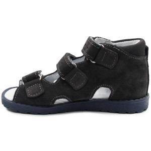 Kapcie dla dzieci ze skóry naturalnej i obcasem thomasa do przedszkola Kornecki OR 03 ciemny szary