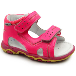 Sportowe sandałki dla dziewczynek na lato ze skóry naturalnej róż Bartek w-71825/NPF