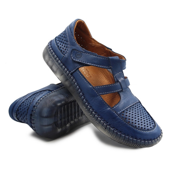 Półbuty Damskie Miękkie Elastyczne Barefoot Wyciągana Wkładka Manitu 840071-05 blau