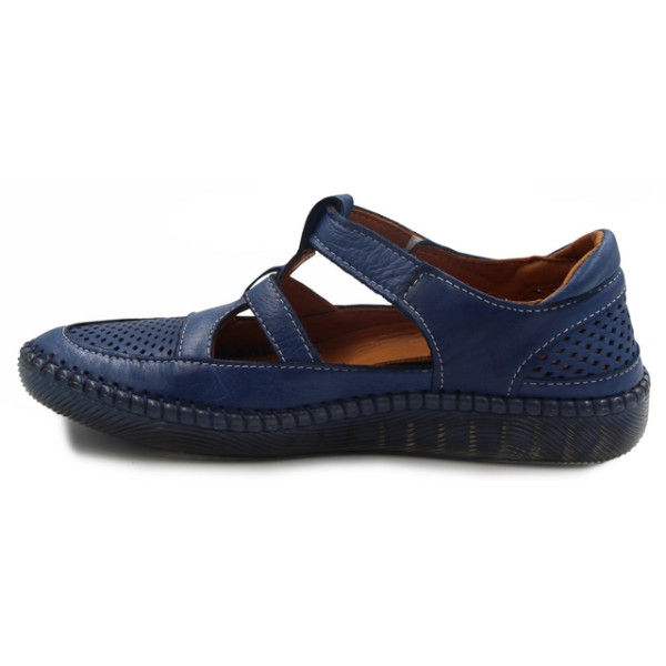 Półbuty Damskie Miękkie Elastyczne Barefoot Wyciągana Wkładka Manitu 840071-05 blau