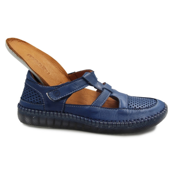 Półbuty Damskie Miękkie Elastyczne Barefoot Wyciągana Wkładka Manitu 840071-05 blau
