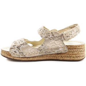 Sandały Damskie Skórzane Lekki Obcas Helios 138 Ecru