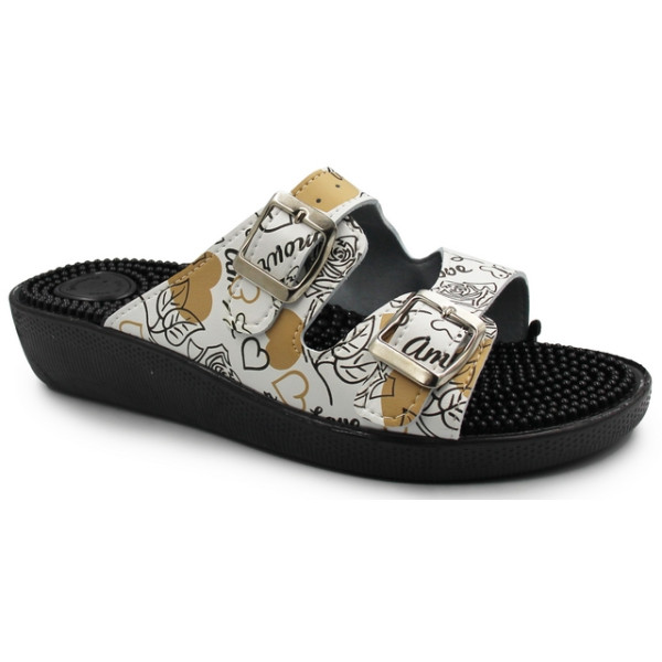 Klapki fakirki damskie na lato do pracy 03/C2F amour nero/beige SILVA
