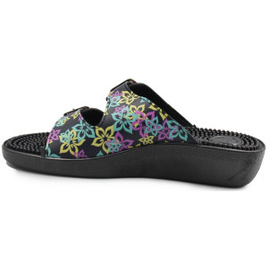 Klapki Damskie Masująca Wkładka Kwiaty 03/C2F Nero/Iris SILVA