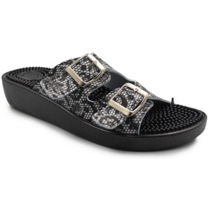Klapki Damskie Masujące Stopy Fakirki 03/C2F Pizzo Bianco/Nero SILVA