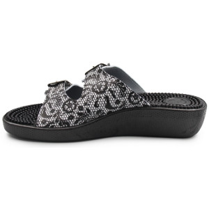 Klapki Damskie Masujące Stopy Fakirki 03/C2F Pizzo Bianco/Nero SILVA