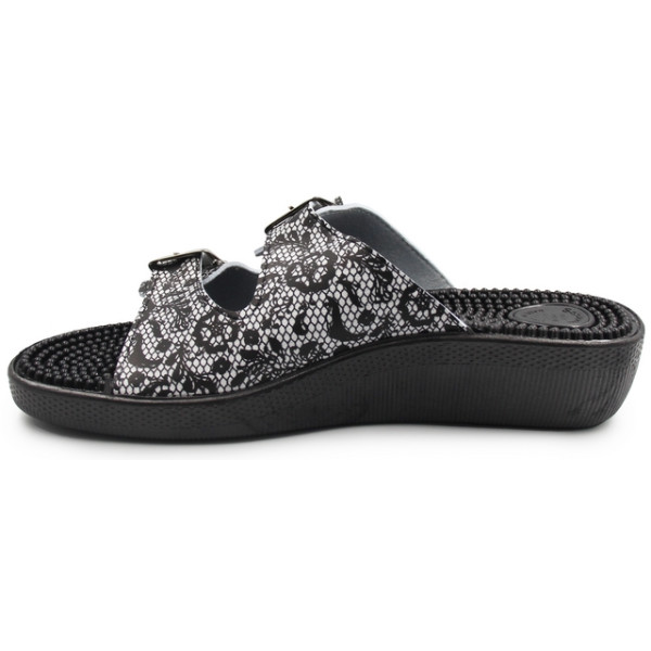 Klapki Damskie Masujące Stopy Fakirki 03/C2F Pizzo Bianco/Nero SILVA