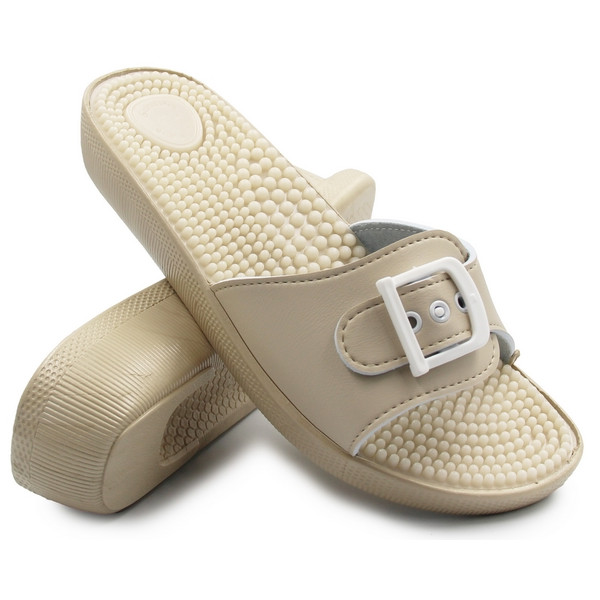 Damskie Klapki Z Wypustkami Masujące Fakirki 03/C1F Beige SILVA