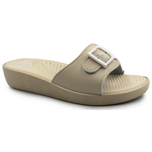 Damskie Klapki Z Wypustkami Masujące Fakirki 03/C1F Beige SILVA
