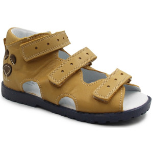 Kapcie profilaktyczne chłopięce z misiem do przedszkola Kornecki OR 116 rudy skóra