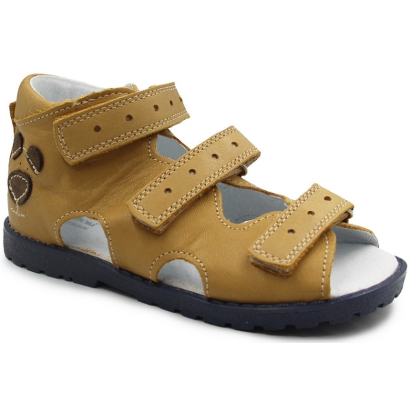 Kapcie profilaktyczne chłopięce z misiem do przedszkola Kornecki OR 116 rudy skóra