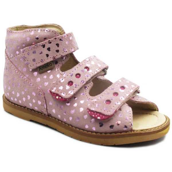 Sandałki w serduszka dla dziewczynek z obcasem thomasa do szkoły przedszkola Ameko