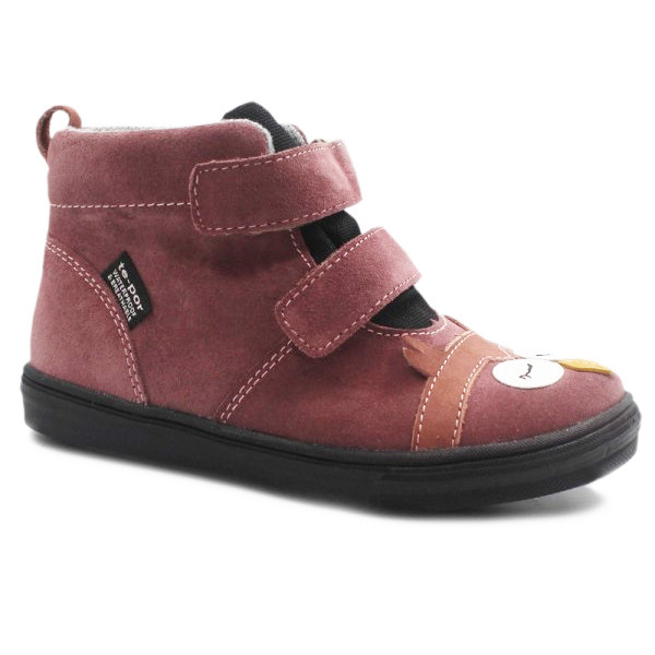 Buty dla dziewczynki ocieplane MIDO Sowa Nubuk Rzepy 22-20 Róż