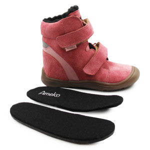 Buty Na Zimę Dla Dziewczynki Barefoot + Wkładka Ocieplana Ameko Dudu-Coral