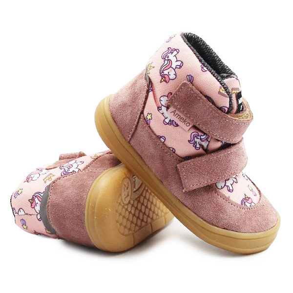 Buty Dla Dziewczynki Lekko Ocieplane Na Jesień i Zimę Jednorożce Barefoot Ameko Nolan Unicorn