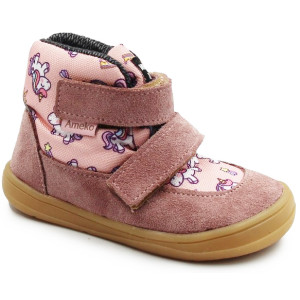 Buty Dla Dziewczynki Lekko Ocieplane Na Jesień i Zimę Jednorożce Barefoot Ameko Nolan Unicorn