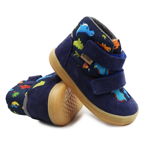 Buty Dla Chłopca Na Jesień i Zimę Ocieplane w Dinozaury Barefoot Ameko Nolan Dino