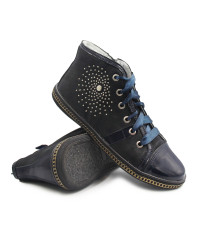 Młodzieżowe Granatowe Trampki Sznurowane Na Wiosnę Do Szkoły Bartek W-77254/SZ/0S9