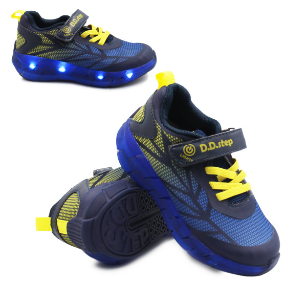 Buty na Jesień Dla Chłopca Sportowe Adidasy LED DD Step f061-391m Bermuda Blue