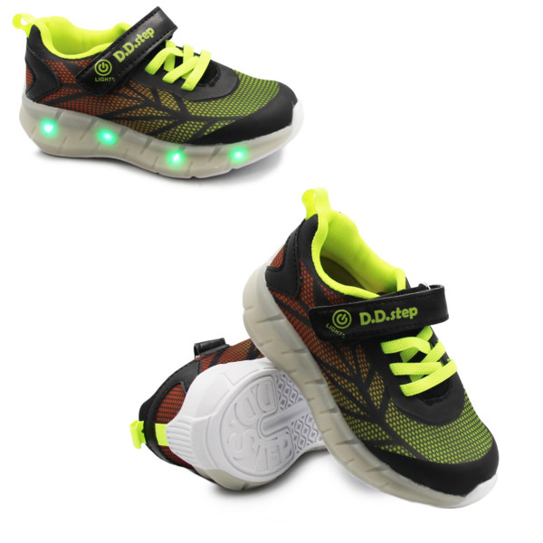 Półbuty Dla Chłopców Sportowe Na Wiosnę LED DD Step f061-391am Black