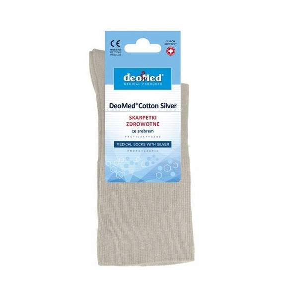 Skarpetki Medyczne Antybakteryjne Srebro Beżowe DeoMed Cotton Silver