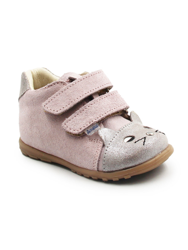 Buty Na Jesień Dla Dziewczynki Różowe z Kotkiem Ameko Kiti Pudrowy Pyłek