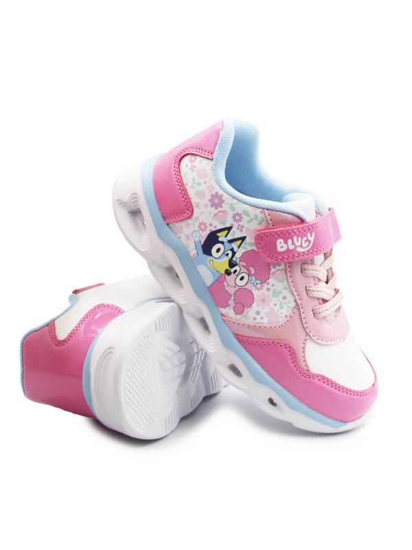 Różowe Buty Dla Dziewczynki na Wiosnę Świecąca Podeszwa LED Bluey Bartek 87042-15