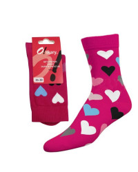 Damskie Skarpety Różowe w Serduszka 36-38 O!skary
