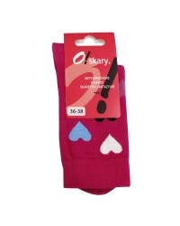 Damskie Skarpety Różowe w Serduszka 36-38 O!skary