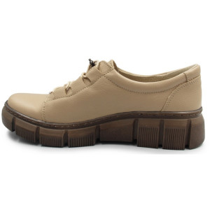 Damskie Buty Skórzane Eleganckie Na Jesień Beżowe Helios 407