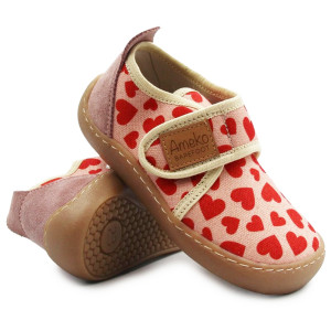 Kapcie Dziewczęce Do Szkoły i Przedszkola Barefoot Ameko Piko Hearts