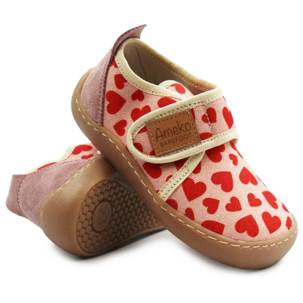 Kapcie Dziewczęce Do Szkoły i Przedszkola Barefoot Ameko Piko Hearts