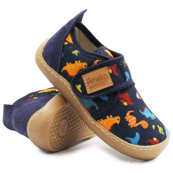Kapcie Na Zmianę Dla Chłopca Barefoot Dinozaury Do Przedszkola i Szkoły Ameko Piko Dino