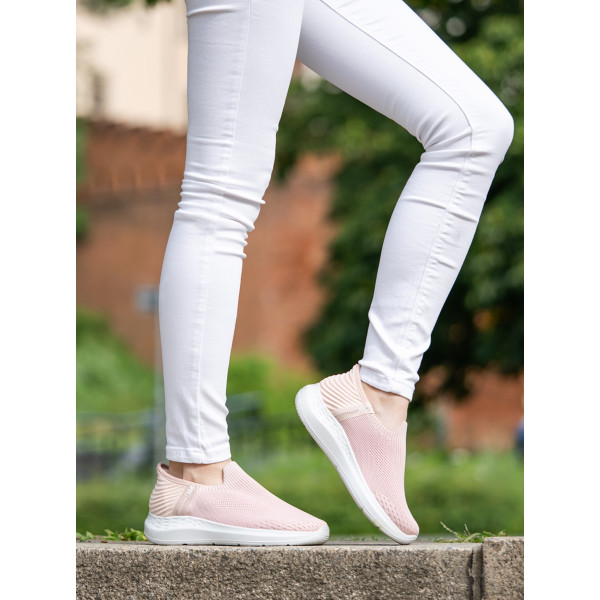 Damskie Buty Na Jesień Sportowe Skechers Wojtyłko 7A25388R Pudrowy Róż Do szkoły