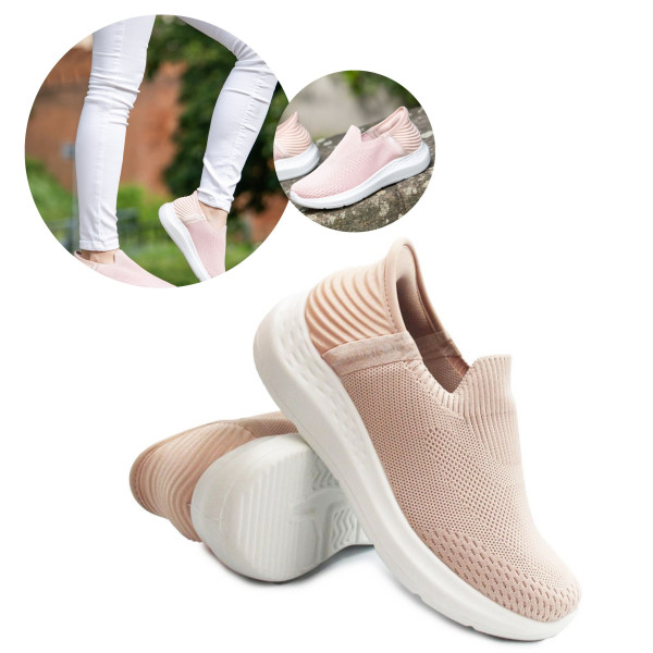 Damskie Buty Na Jesień Sportowe Skechers Wojtyłko 7A25388R Pudrowy Róż Do szkoły