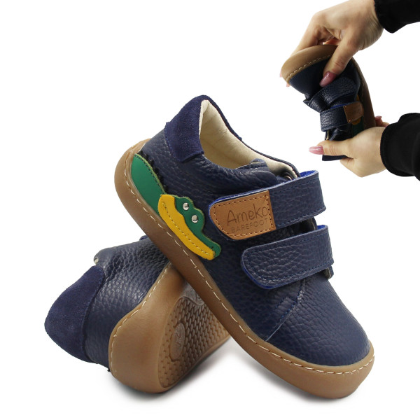Buty Na Jesień Dla Chłopca Półbuty Barefoot Ameko Otis Croco Navy