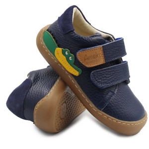 Buty Na Wiosnę Dla Chłopca Półbuty Barefoot Ameko Otis Croco Navy