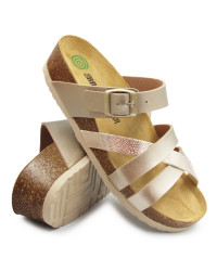 Złote klapki dla kobiet do pracy na lato Dr Brinkmann 700904-82