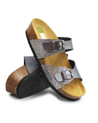 Klapki damskie na wakacje z metalicznym wzorem Dr Brinkmann 701164-09