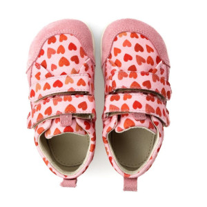 Jesienne Buty Dla Dziewczynki Różowe w Serduszka Półbuty Barefoot Mido 181 Love Rose