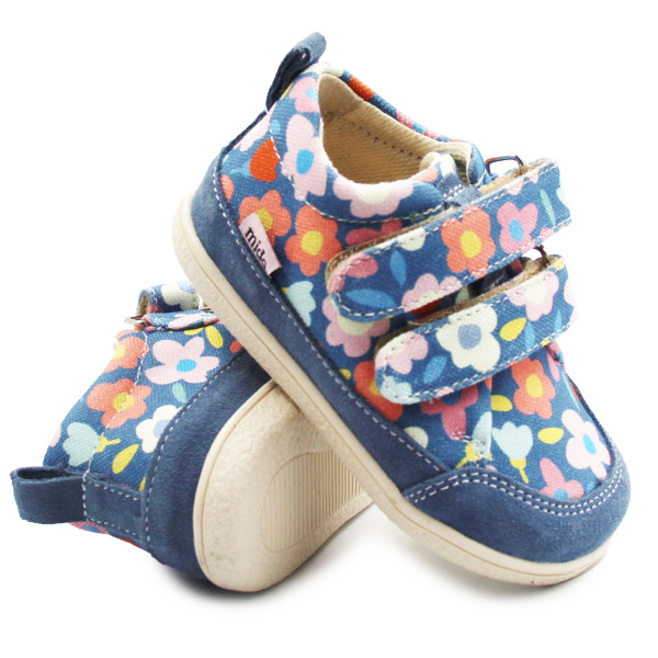 Buty Dla Dziewczynki Na Wiosnę Półbuty Barefoot Mido 181Blue Bloom