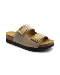 Beżowe Klapki Damskie Eleganckie Na Lato Scholl Monterey 2 Straps med MF324042361