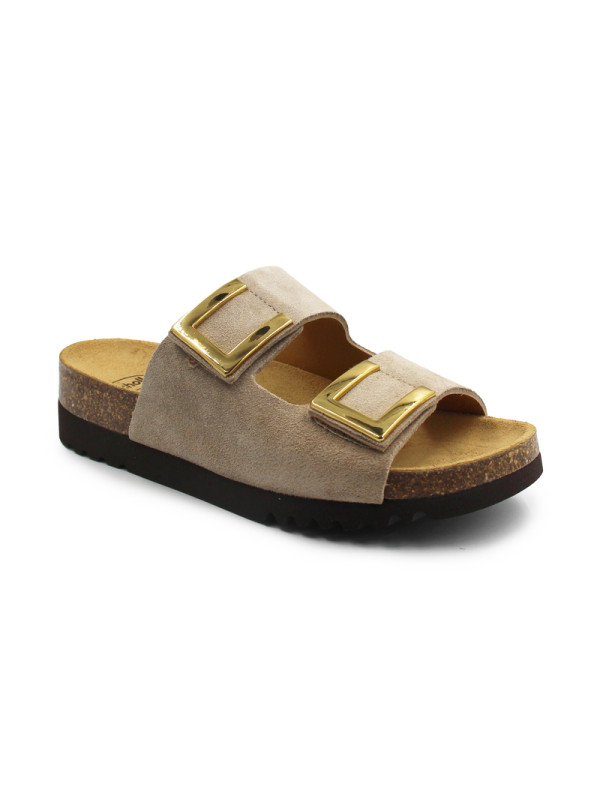 Beżowe Klapki Damskie Eleganckie Na Lato Scholl Monterey 2 Straps med MF324042361