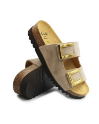 Beżowe Klapki Damskie Eleganckie Na Lato Scholl Monterey 2 Straps med MF324042361