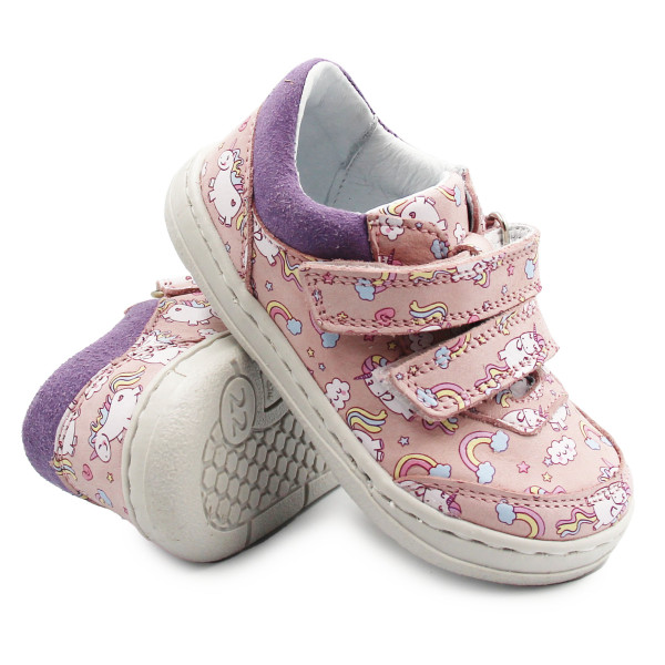 Buty Na Wiosnę Dla Dziewczynki w Jednorożce Barefoot Jamet 1126 Róż Pony