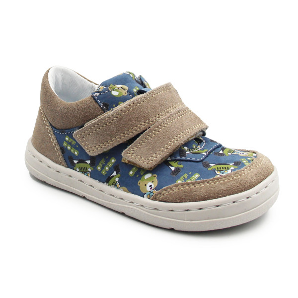 Dziecięce Buty Jesienne Na Rzep Barefoot w Misie Jamet 1126 Niebieski Miś