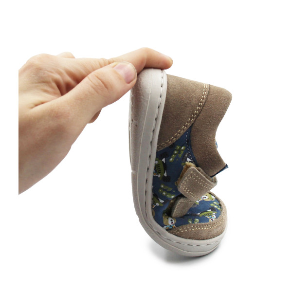 Dziecięce Buty Jesienne Na Rzep Barefoot w Misie Jamet 1126 Niebieski Miś