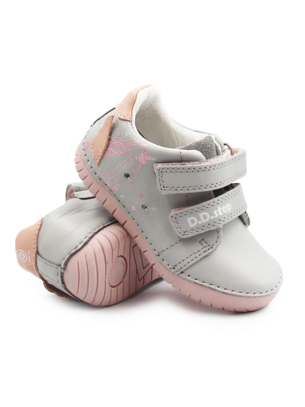 Buty Dla Dziewczynki Na Jesień Świecące LED z Jednorożcem DD STEP S050-61970 Dove Grey