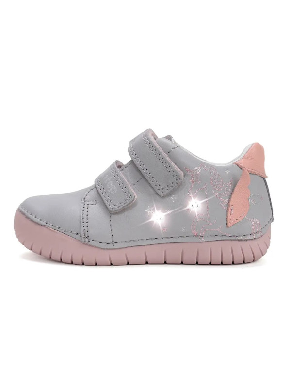 Buty Dla Dziewczynki Na Jesień Świecące LED z Jednorożcem DD STEP S050-61970 Dove Grey